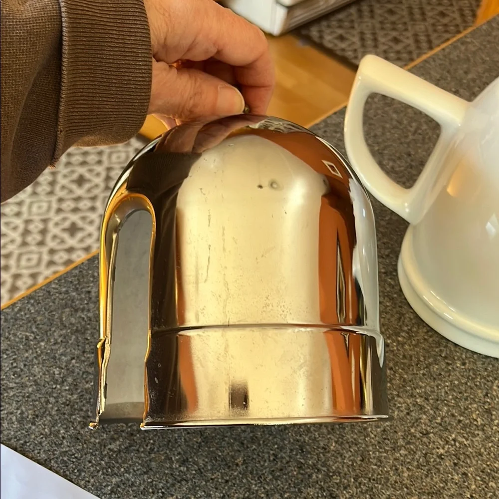 Old Dutch International Ceramic and Silvertone Coffee and Tea Cozy